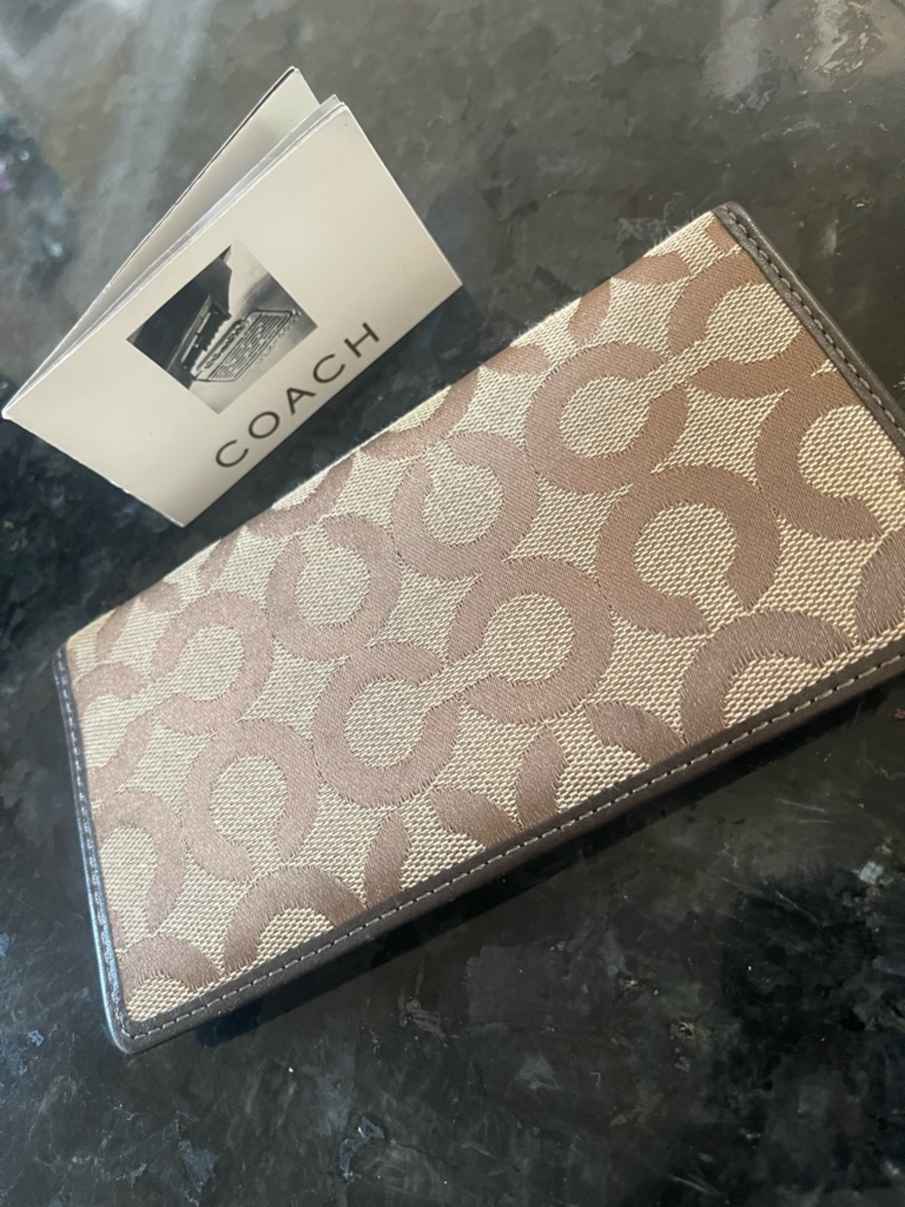 Coach Brown Signature Jacquard Long Wallet